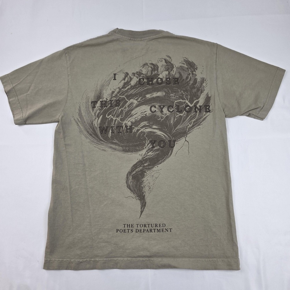 Taylor Swift TTPD Tortured Poets Shirt Mens Medium Beige Cyclone Graphic Tee